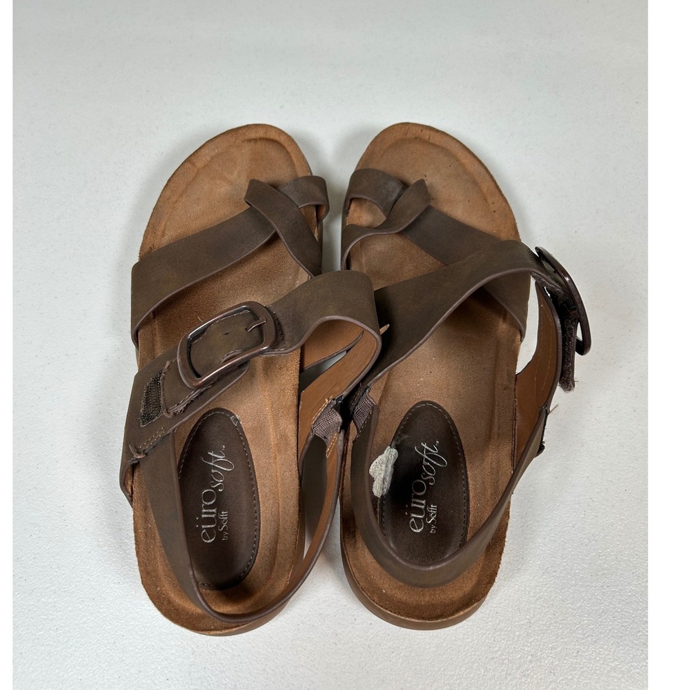 EuroSoft Hampton Sandals Women's 9.5M Brown Strappy Buckle Comfort Shoes - Picture 3 of 9